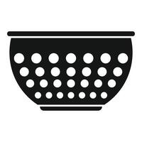 Metal colander icon simple . Cooking tool vector