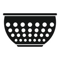 Metal colander icon simple . Cooking tool vector