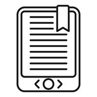 Ebook device with bookmark icon outline . Digital reading vector