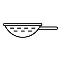 Cook colander icon outline . Drain metal tool vector