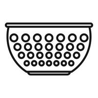 Small colander icon outline . Cooking sieve tool vector