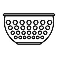 Small colander icon outline . Cooking sieve tool vector