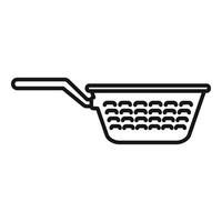 Colander cook drainer icon outline . Handle metal tool vector