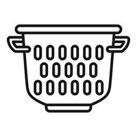 Drain colander icon outline . Kitchen accessory vector