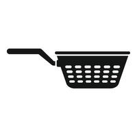 Cook colander icon simple . Drain metal tool vector