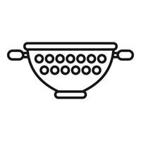 Wash metal colander icon outline . Cooking element vector