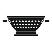 Water handle colander icon simple . Sieve metal vector