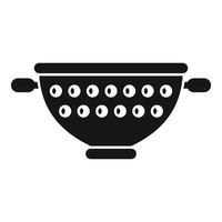 Wash metal colander icon simple . Cooking element vector