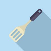 Fried element spatula icon flat . Object domestic vector