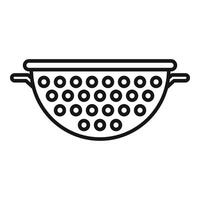 Wash colander tool icon outline . Sieve equipment vector