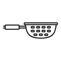 Colander element cooking icon outline . Metal scoop vector