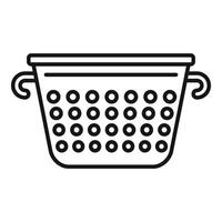 Metal colander icon outline . Cooking tool vector