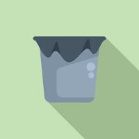 Bag trash in bucket icon flat . Eco general vector