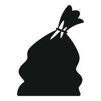 Cleaning full bag of trash icon simple . Ecological sack vector