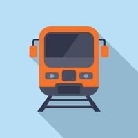 Train on rails icon flat . Railway crossing vector