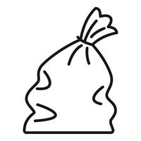 Cleaning full bag of trash icon outline . Ecological sack vector