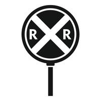 Railway crossing road sign icon simple . Caution sign vector