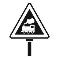 Caution railway road sign icon simple . Crossin barrier vector