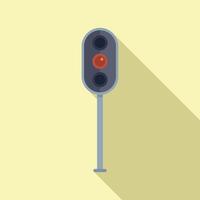 Traffic lights for railroad icon flat . Crossing railway vector