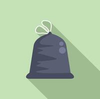 Full bag trash icon flat . Eco garbage vector