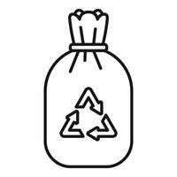 Recycle sack icon outline . Bag for trash vector