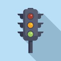 Cross traffic lights icon flat . Safety road sign vector