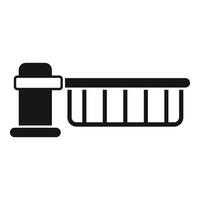 Metal railway crossing barrier icon simple . Control pass vector