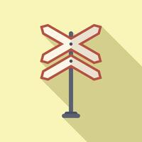 Crossing rail sign icon flat . Railway cross vector