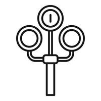 Triple railway lights icon outline . Crossing rails vector