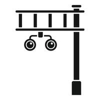 Railway crossing lights on pillar icon simple . Track caution vector