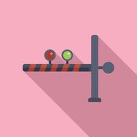 Railway cross closed barrier icon flat . Traffic lights vector