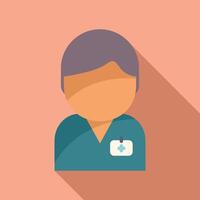 Young doctor person icon flat . Clinic work staff vector