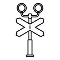 Traffic railroad light and sign icon outline . Transport caution vector