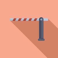 Road striped barrier icon flat . Sign caution vector
