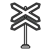 Crossing rail sign icon outline . Railway cross vector