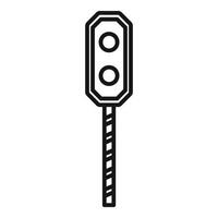 Warn lights on railway crossing icon outline . Object warn vector