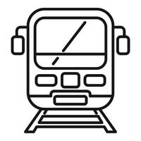 Train on rails icon outline . Railway crossing vector