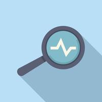 Magnifier heart rate icon flat . Health care vector