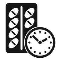fármaco ampolla utilizando hora icono sencillo . salud cuidado vector