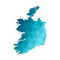 isolated illustration icon with simplified blue silhouette of Republic of Ireland map. Polygonal geometric style, triangular shapes. White background. vector