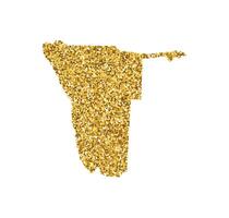 isolated illustration with simplified Namibia map. Decorated by shiny gold glitter texture. New Year and Christmas holidays decoration for greeting card. vector