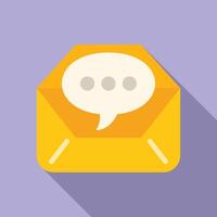 Email support chat icon flat . Online call center help vector