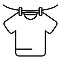 Drying tshirt on wire icon outline . Domestic household vector