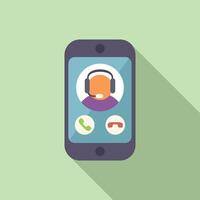 Phone support call icon flat . Call center contact vector