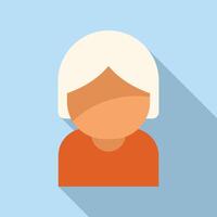 Old female patient icon flat . Grandma healthcare vector