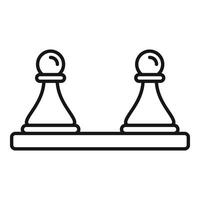 Pawn pieces on board icon outline . Chess game vector