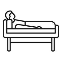 Person at hospital bed icon outline . Health patient vector