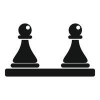 Pawn pieces on board icon simple . Chess game vector