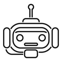 Help support bot icon outline . Online center call vector