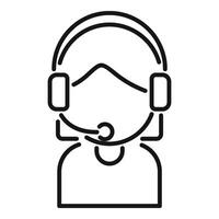 Female call center worker icon outline . Online help vector